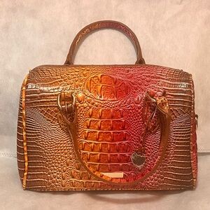 Elegant Brown and Orange Crocodile Embossed Handbag - New